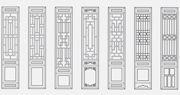 临城常用中式仿古花窗图案隔断设计图