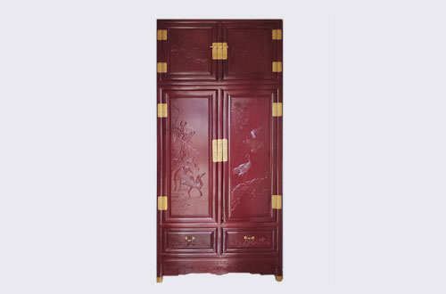 临城高端中式家居装修深红色纯实木衣柜